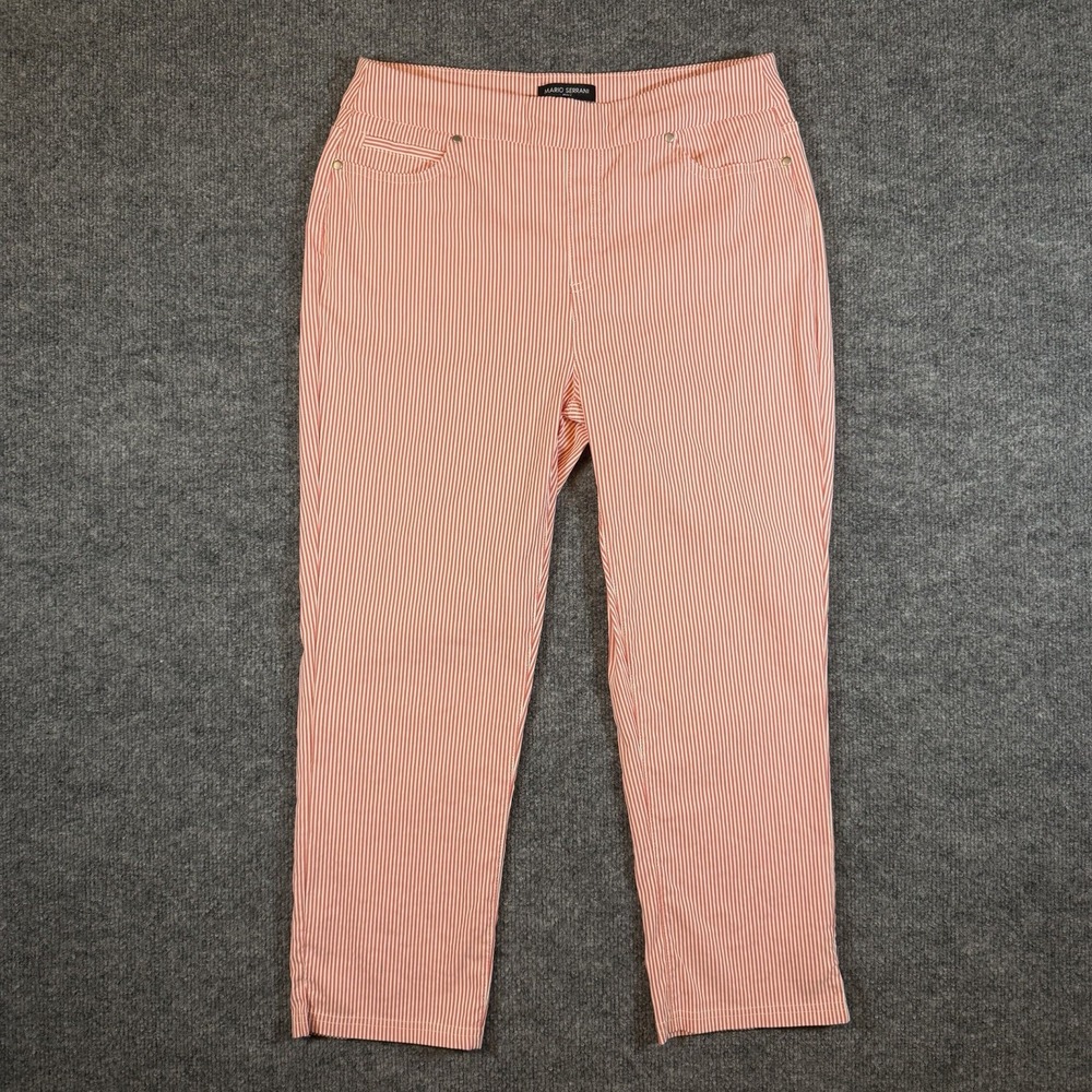 Mario Serrani Womens M Comfort Stretch Capri Pull On Pants Tomato Ivory Striped
